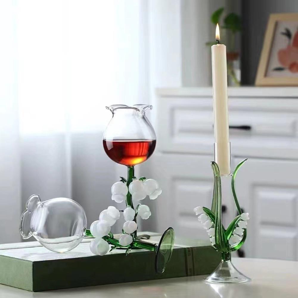 3 D Flower Orchid Tall Glass Clear Glass Drink Cup Creative Bell Orchid Goblet Dinner Gathering