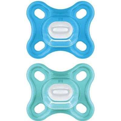 MAM Physiological Pacifier - Set of 2 - Soft and Gentle Silicone - Blue/Green