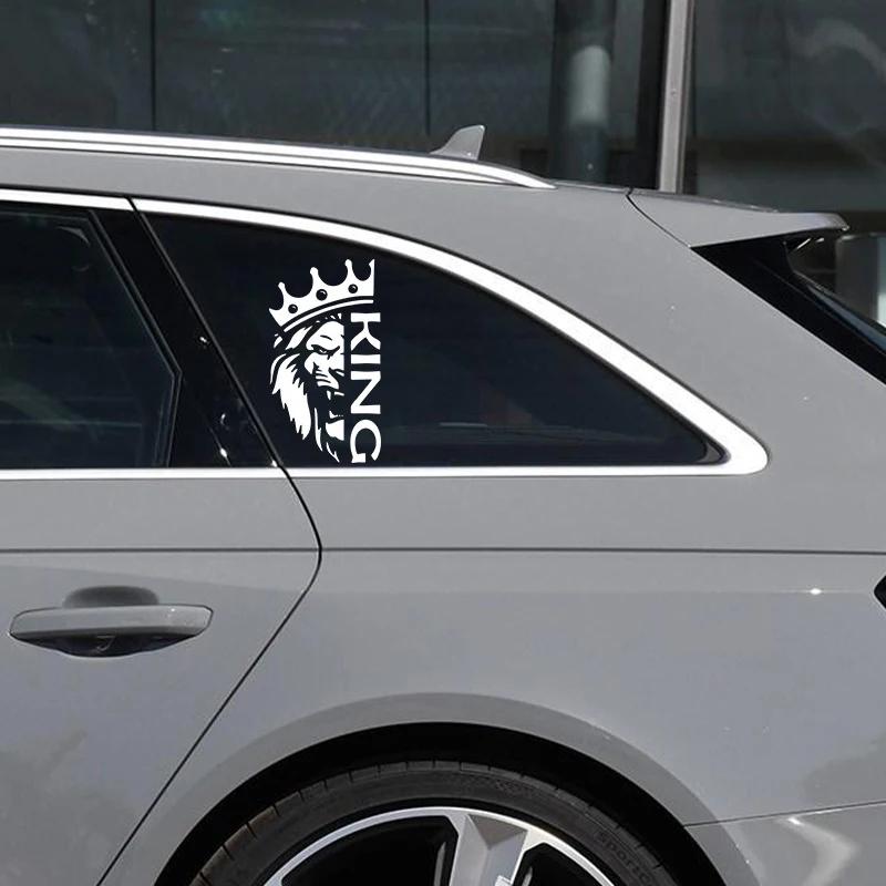 11*20CM Exquisite Car Interior Sticker Lion with A Crown King Die Cut Vinyl Sticker Car Bumper Laptop Waterproof Car Decoration