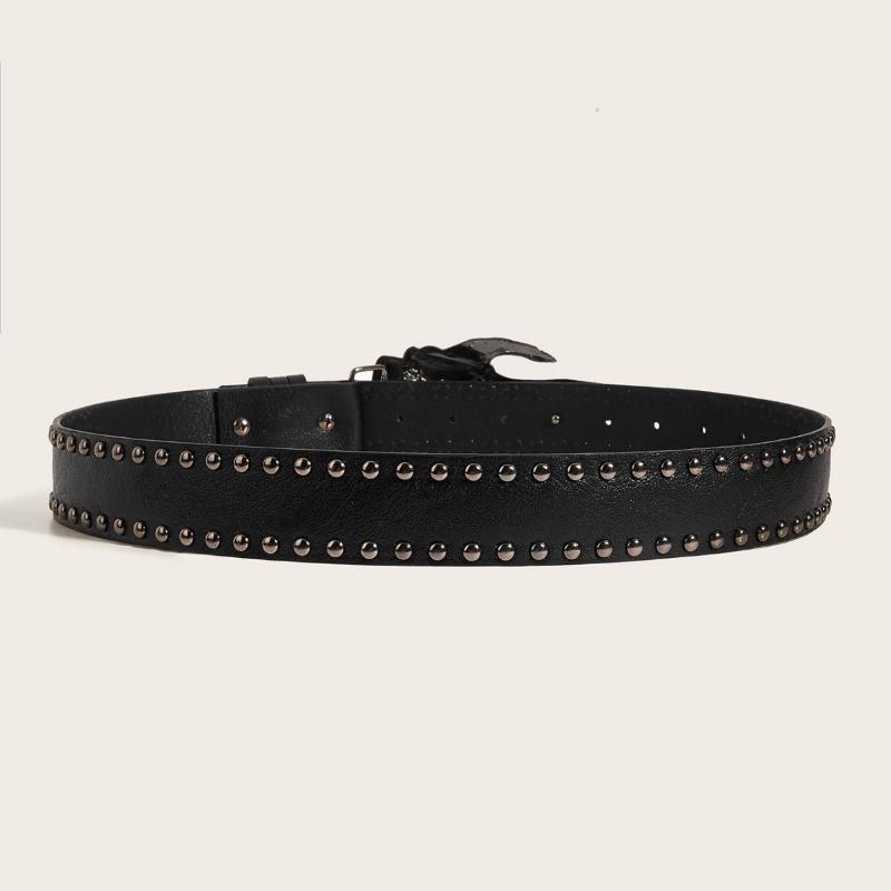 Gothic Skull Claw Buckle Belt Metal Riveted Leather Waist Belt Y2K Rock Streetwear Waistband For Men Women