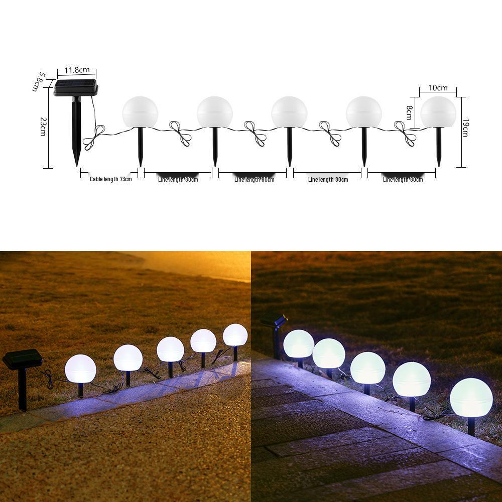 Solar-Powered 5-LED Garden Sphere Light, Waterproof Outdoor Decorative Landscape Lamp Solar Lawn Light