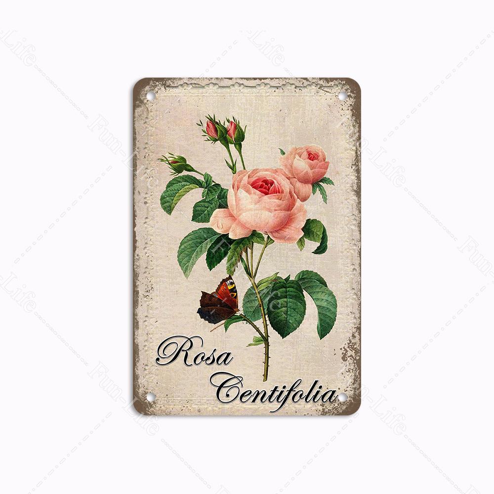 Metallblechschilder im Vintage-Stil mit Blumen, Retro-Grünpflanzen, Metallplakate, Schilder, Plakette für Bar, Kneipe, Garten, Bauernhof, Heimwanddekoration, 20 x 30 cm