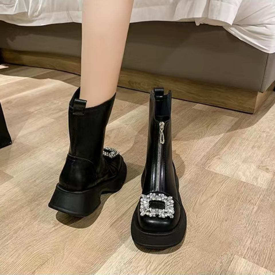 Fashion Rhinestone Versatile Comfortable Martin Boots Children's Autumn and Winter 2025 New Women's Martin Boots Skinny Boots