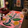 Bohemian Retro Blumenschlangenmuster Wohnzimmerteppich Maschinenwaschbar Leicht zu reinigen Lounge-Teppich Flauschig Weich Schlafzimmer Dekomatte