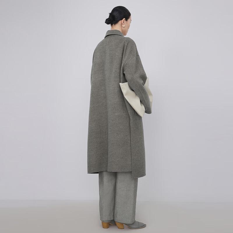 LESS 2023 Autumn Lamb Wool Straight Long Coat