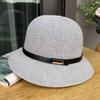 Cotton and linen knitted belt buckle decorative dome hat spring and summer elegant bucket hat ladies sunscreen sunshade basin hat