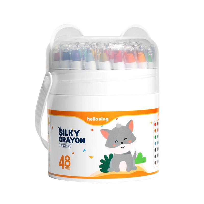 Silky Washable Children’s Oil Pastels - Non-Fading, Non-Bleeding, Twistable Crayons with Paintbrushes