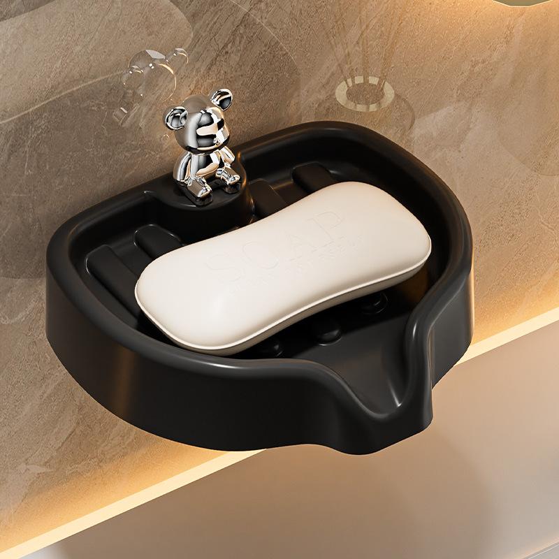 Wall-mounted drain non-slip soap box Household bathroom soap box rack Wall non-punching soap rack