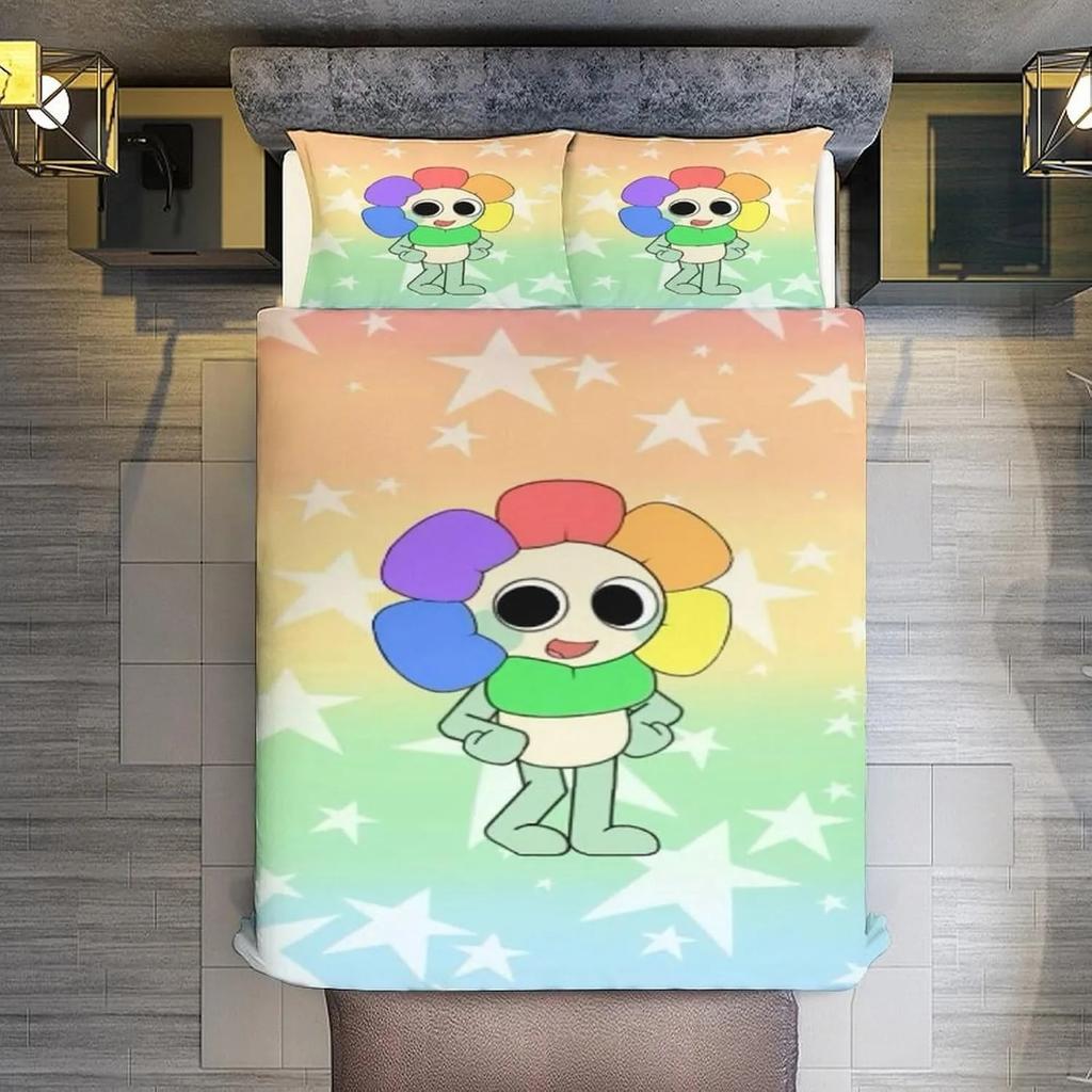 Hra D-Dandy's World Povlečení 3D Tištěná Sada Povlaku na Přikrývku s Povlaky na Polštáře Chlapec Dospívající Děti Narozeninový Dárek Měkké Roztomilé Ložní Prádlo