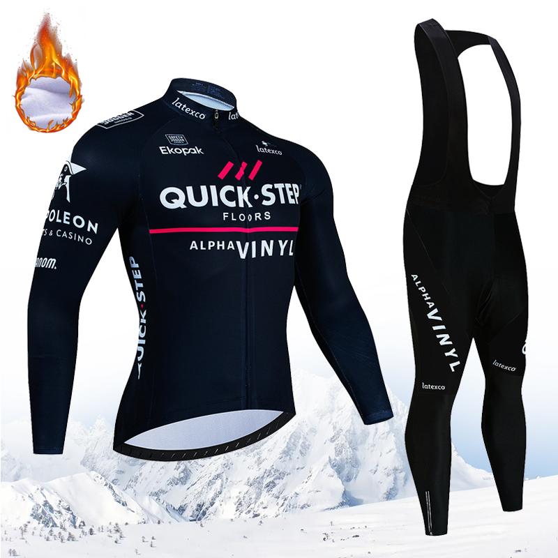 

Winter QUICK STEP Cycling Jerseys Set MTB Bike Clothes Maillot Ropa Ciclismo Invierno Bicycle Thermal Fleece Cycling Clothing Asian size-4XL