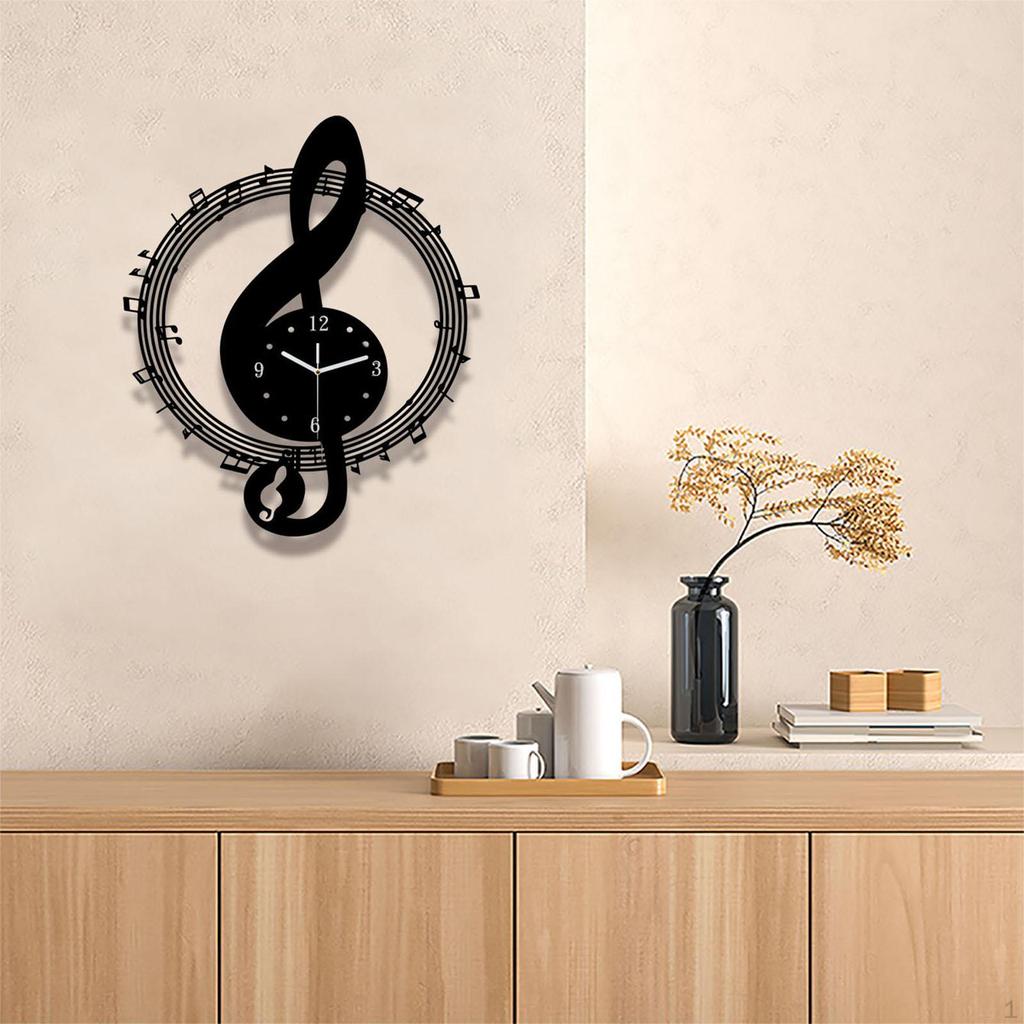 Music Note Wall Clock Hanging Home Decor. Decoration. Acrylic Ornament for Bathroom,