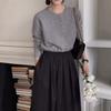 Women's French-Inspired Loose Fit Pure Wool Knit Cardigan with Gold Buttons and Round Neck Sweater