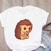Cute Funny Hedgehog Cartoon Graphic Print Tshirt Women Summer Fashion Harajuku Lady T-Shirts Top Unisex Casual Short Sleeve