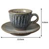 Marui Seito Shigaraki Ware Hechimon Kaffeetasse und Untertasse, Blaue Hagi-Schnitzerei, Rund, Ca.. 180ml Fassungsvermögen, Keramik, Hergestellt in Japan, MR-3-3265