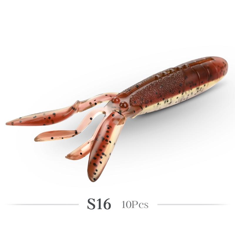 MEREDITH Soft Lure Glide Camaron 94mm 8.4g 10pcs Shrimp Antennae Double Legs Bass Pike JXSC05