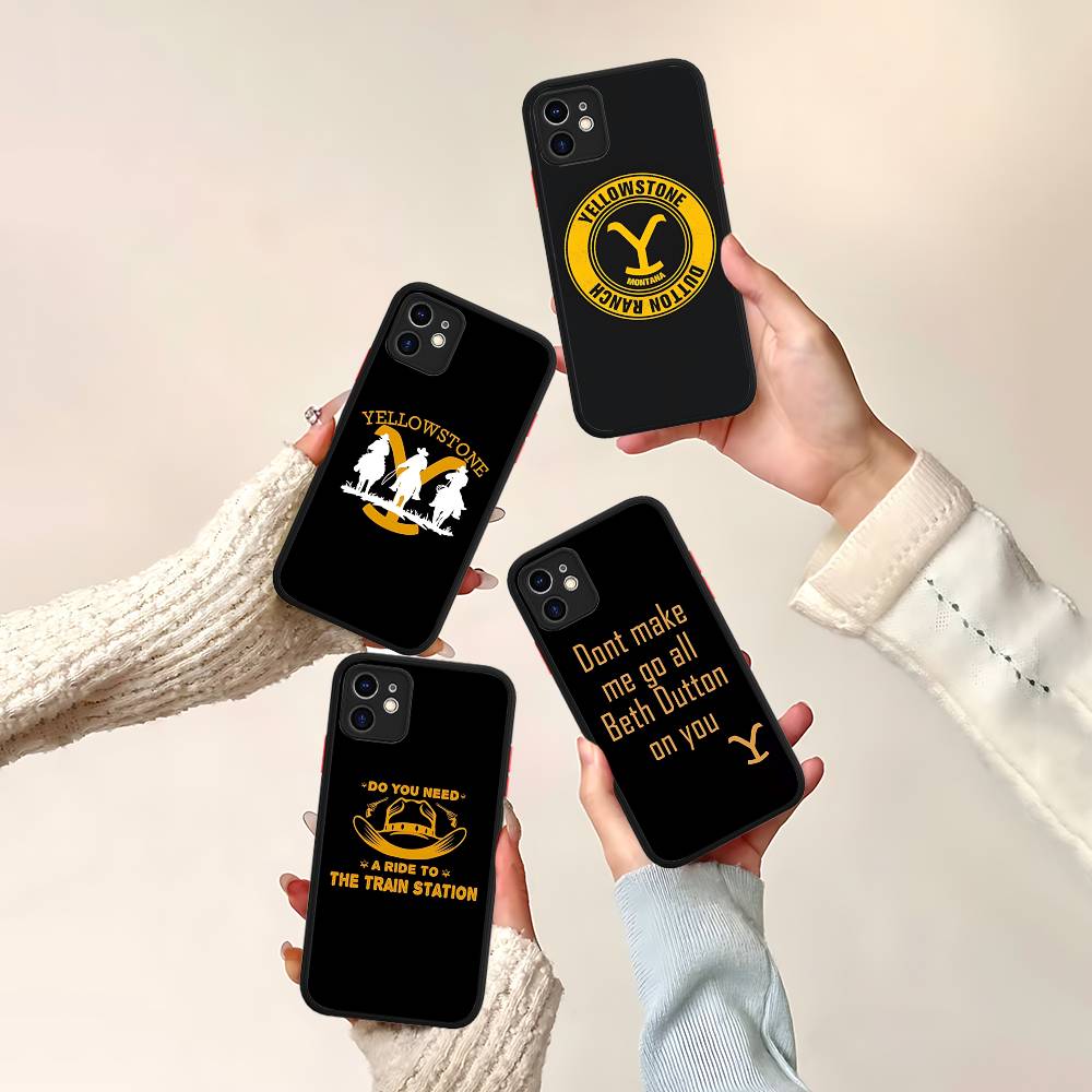 Tv Y-yellowstoneS Logo Silicone Case For IPhone 16 15 14 13 12 11 Pro Max Plus X XS MAX Shockproof Matte Cover