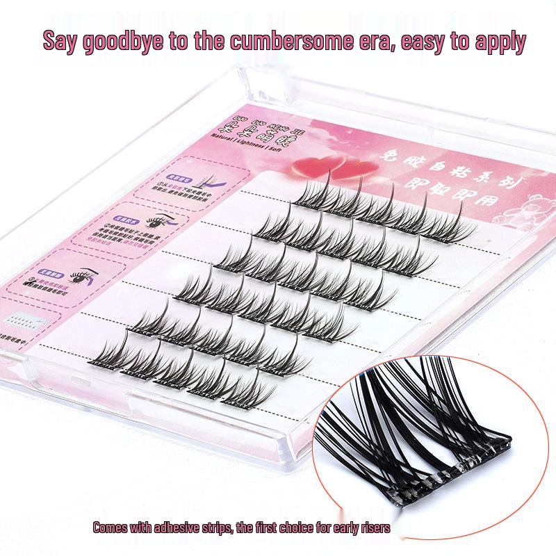 Natural Look Self-Adhesive Eyelashes - Lazy Three-Step, Glue-Free, Hard Stem Design
