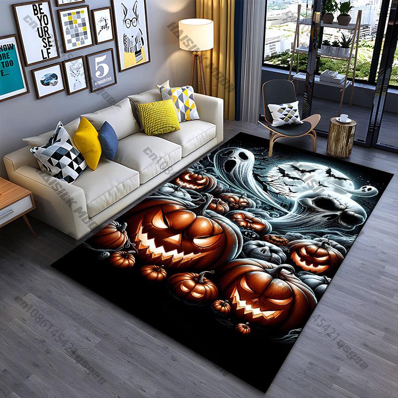Halloween spooky pumpkins ghosts carpet Yoga living room room decor children's crawling mat doormat area rug games mat