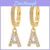 Style Copper Letter Zircon Earrings With Microinlaid Design For Fashionable Casual Wear