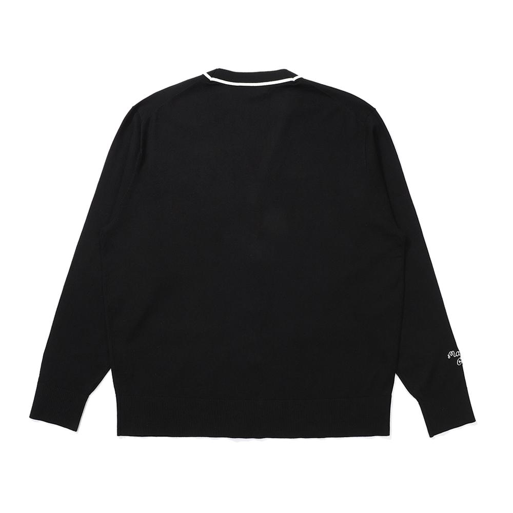 Malbon Golf Basic V-Neck Cardigan Black (Man)