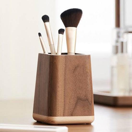 Wooden Pen Holder Desktop Stationery Storage Box Large Capacity Office Organizer Storage Pen Stand