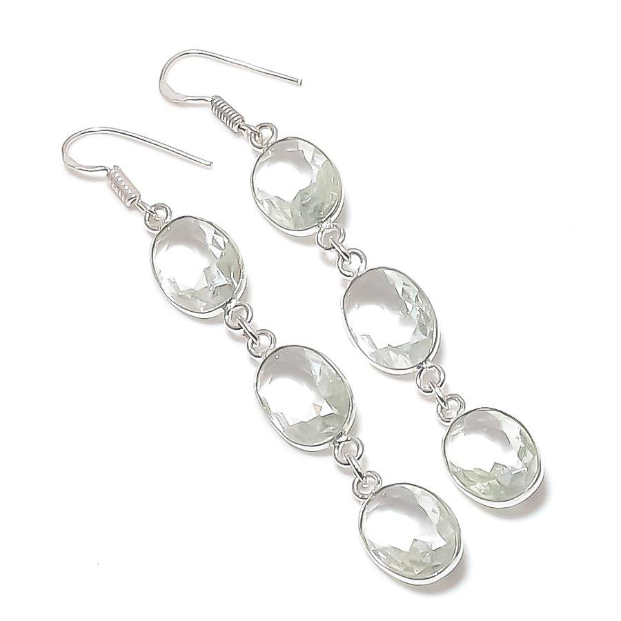 

Натуральный белый топаз драгоценный камень ручной работы серьга из стерлингового серебра 925 пробы 3,15 f9c91