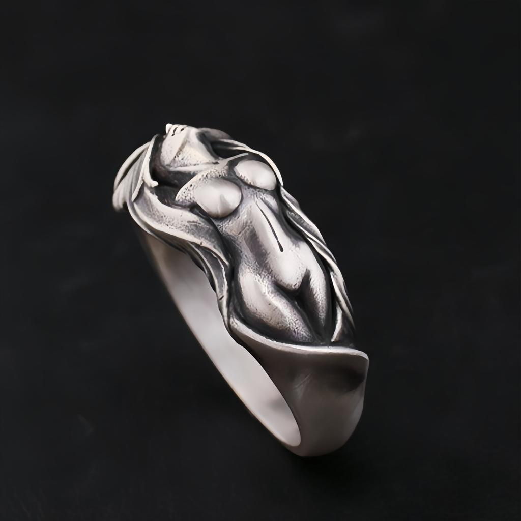Retro The Nude Body Adjustable Open Ring For Men Punk Gothic Edgy Hiphop Copper Bold Statement Vintage Accessories Gift
