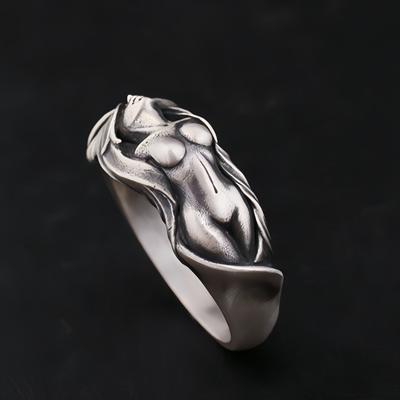 Retro The Nude Body Adjustable Open Ring For Men Punk Gothic Edgy Hiphop Copper Bold Statement Vintage Accessories Gift