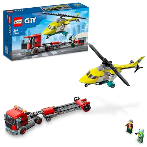 LEGO City Грузовик для перевозки спасательного вертолета 60343, игрушечный конструктор в подарок для мальчиков и девочек от 5 лет и старше.