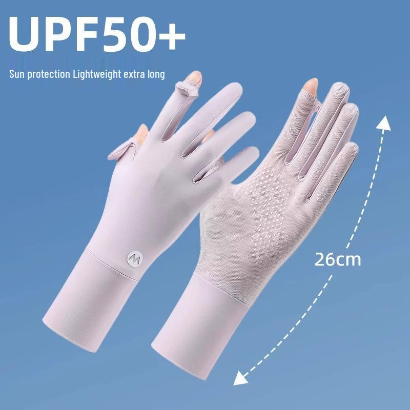 Eisseide Damen UV-Schutz Fingerlose Handschuhe - Atmungsaktiv, Dünn, Verlängert für Sommerliches Autofahren