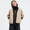 DIMANAF 2025 Coat Women Sweaters Patchwork Wadded Buttons Coat Knitting Jacket Fake Two-Piece Loose Sweater