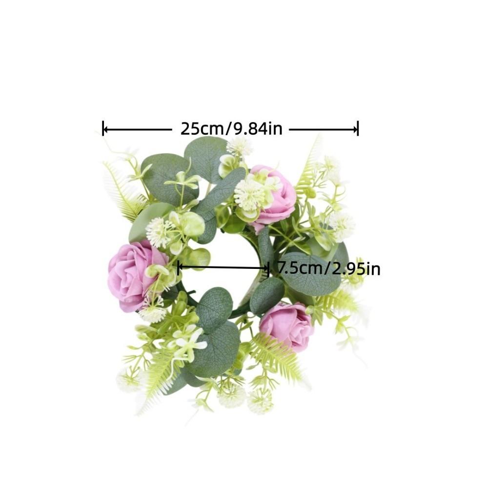 Rose Pillar Candle Holder Exquisite Eucalyptus Leaf Candlestick Wreath Candle Holder Party