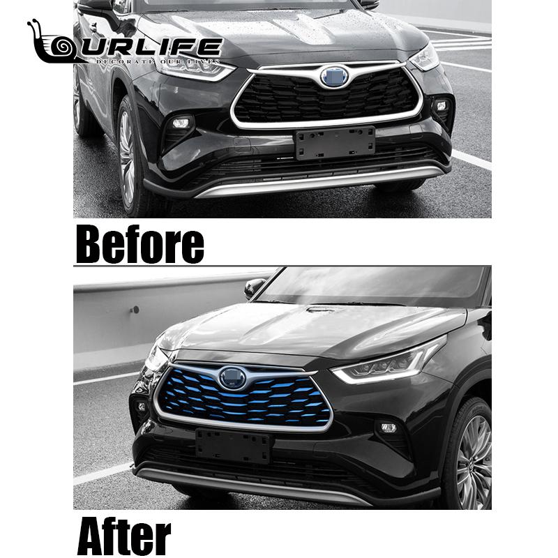 Stainless Trim for Toyota Highlander Kluger  2022 2023 Accessories Car Front Bumper Center Grill Decor Sticker