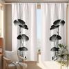 2PCS, Black and White, Ink Wash Lotus Leaf Print Curtains, for Bedroom and Living Room, Rod Pocket Style