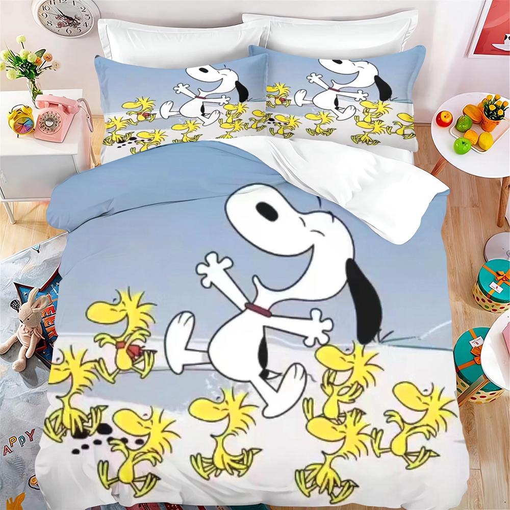 Cartoon Snoopy Bedding Sets Bed Cover Duvet Comforter Cover Pillow Case 2-3 Pieces Sets Boy Girl Home Bedroom Decoration