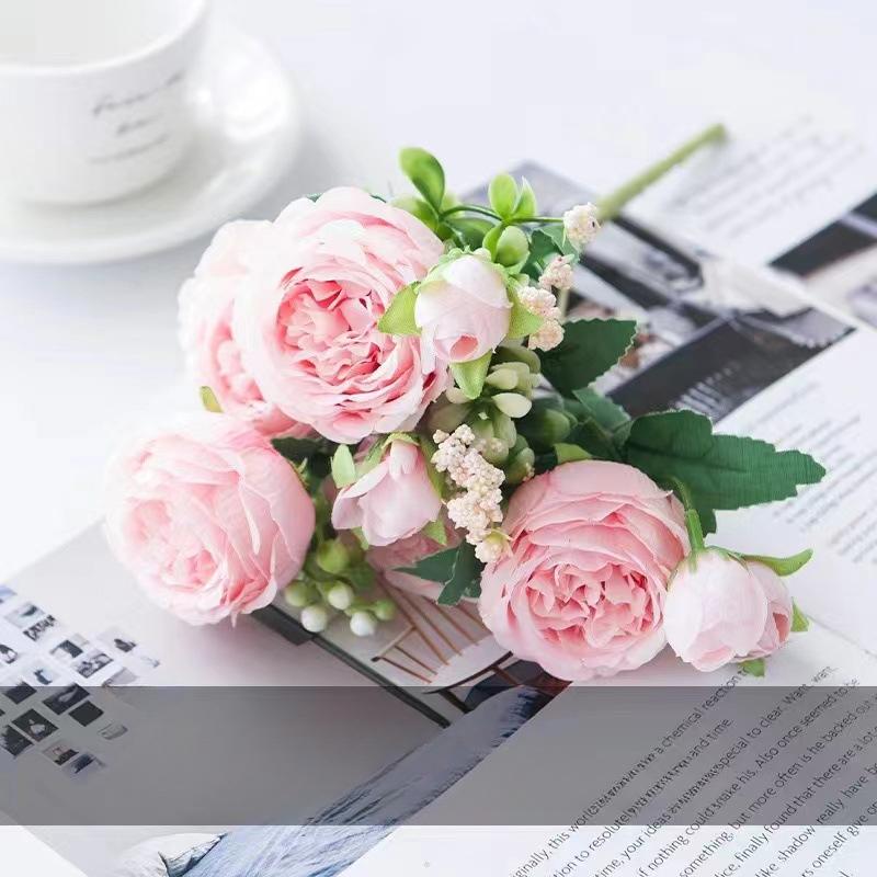 Artificial Flower Fake Silk Peonies Used for Home Room Vase Decoration Christmas Wreath Wedding Bouquet Party Accessories