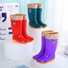 High tube rain shoes water shoes women's adult long tube water boots wear rain boots women's fashion waterproof and non-slip rubber shoes summer