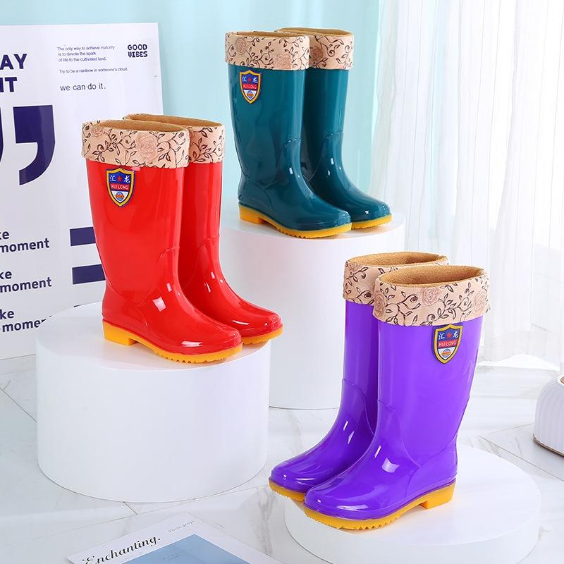 High tube rain shoes water shoes women's adult long tube water boots wear rain boots women's fashion waterproof and non-slip rubber shoes summer
