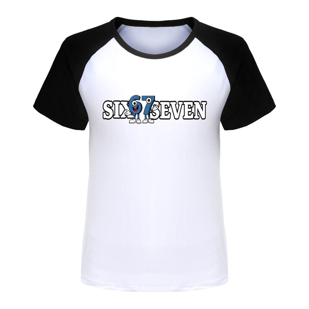 5388 Boys Girls Brainrot 67 Print Raglan Cute Casual T-Shirt