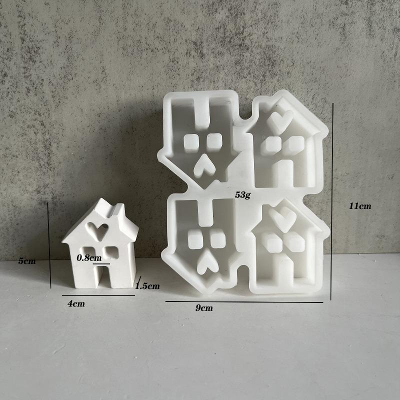 DIY Concrete Love House Candle Holder Mold Handmade House Candlestick Silicone Molds Plaster Resin Making Home Crafts Decor