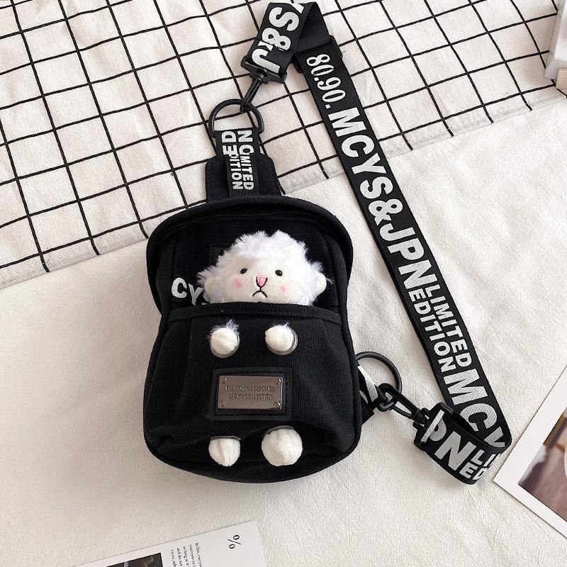 Cute Small Bag Women's New Internet Celebrity Versatile Canvas Crossbody Breast Bag Trendy Cool Female Student Shoulder Bag