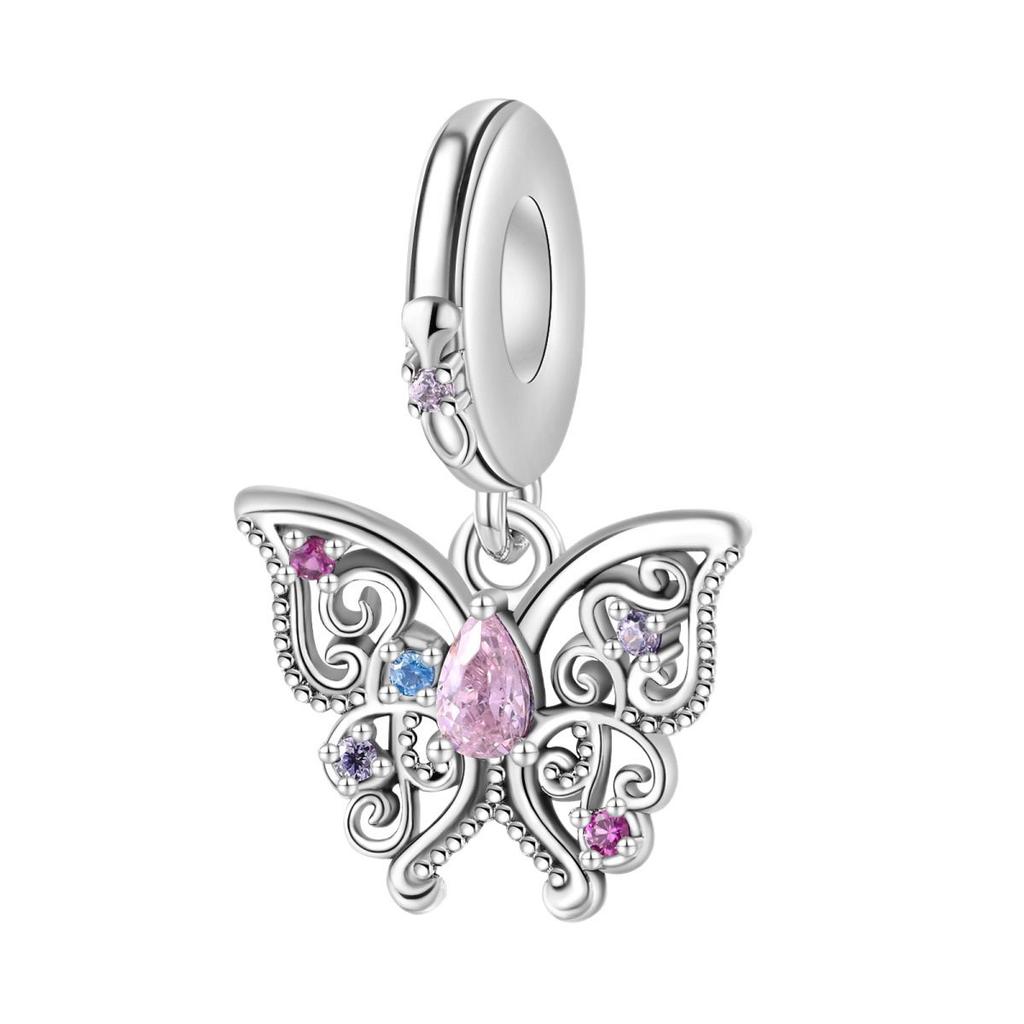 S925 Silber Romantisch Klassischer Stil Rosa Engel Anhänger DIY Armband Schmuckzubehör