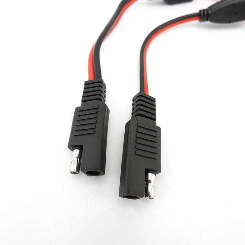 1 Sae To 2 SAE Power Extension Connector Cable Solar Panel Battery Adapter Quick Connect Disconnect Plug Cord 14AWG 18AWG 10A