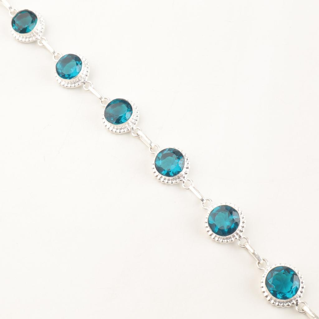 Apatite Gemstone 925 Sterling Silver Gift Jewelry Handmade Bracelet 9" For Gift RB-9-13