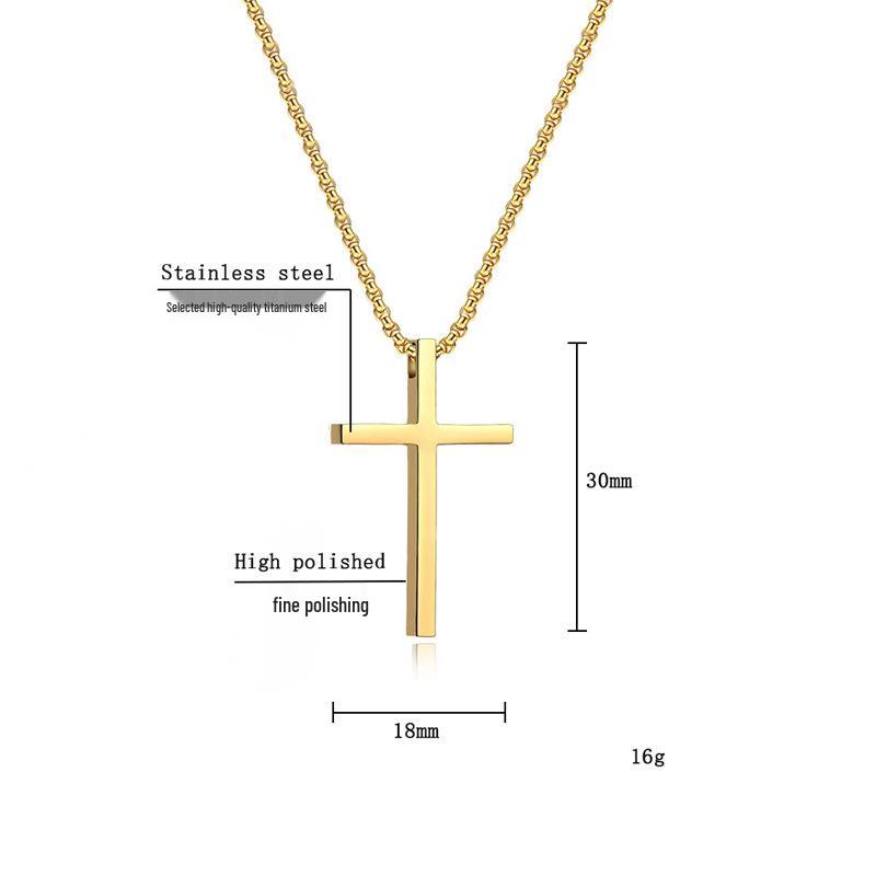 Men's Hip Hop Trend Titanium Stainless Steel Cross Pendant Necklace - Non-Fading Luxury Jewelry