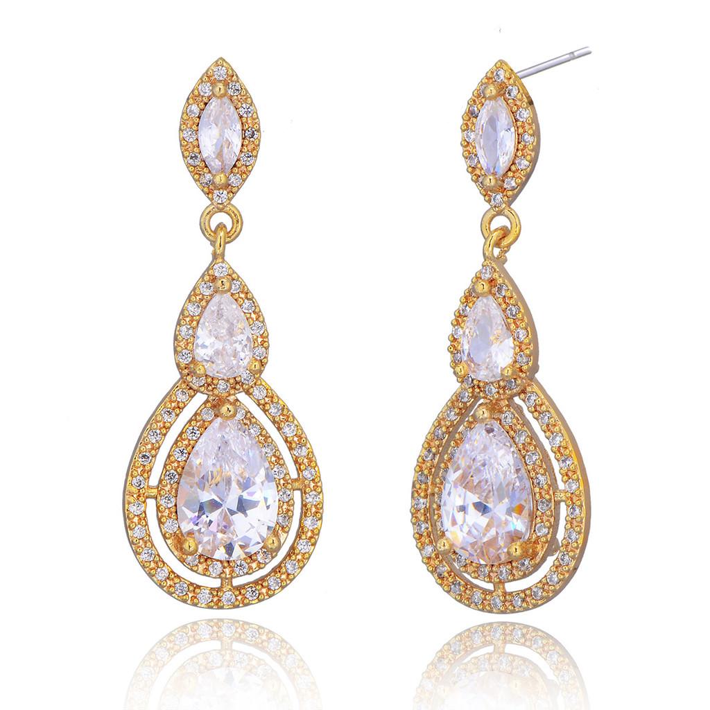 Elegant Water Drop Zircon Earrings For Women With Sparkling Cubic Zirconia And Highend Style