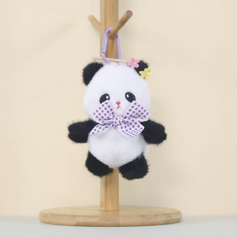 Panda Plush Keychain With Cartoon Milk Bottle And Colored Bow For Kids And Collectors