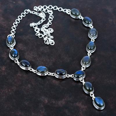 Labradorite Necklace Gemstone Jewelry Unique Necklace 925 Sterling Silver Adjustable Chain Necklace Handmade Elegant Jewelry Gifts for Women