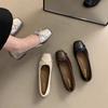 Gentle Bow Ballet Shoes Spring and Autumn New Square Head Small Leather Shoes Shallow Mouth Beanie Shoes Single Shoes Women