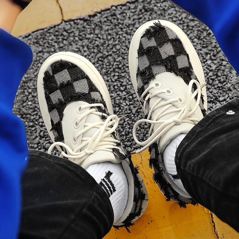 Men Shoes High Quality Vulcanized Ragged Canvas New Product Retro Thick Sole Men's Shoe Sneakers Canvas Student Board